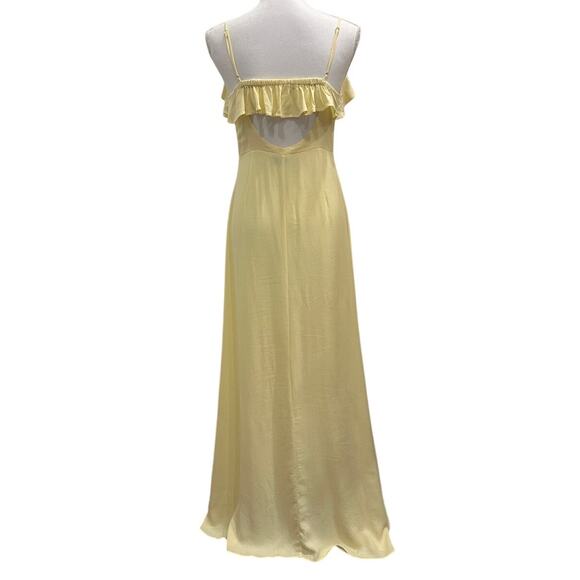 Forever 21 Butter Yellow Button-Front Ruffle Maxi Sundress Soft Girl European - Picture 2 of 10